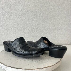 Rod Patrick Womens Mules 5.5 C Black Caiman Leather Western Slip On Boots Shoes